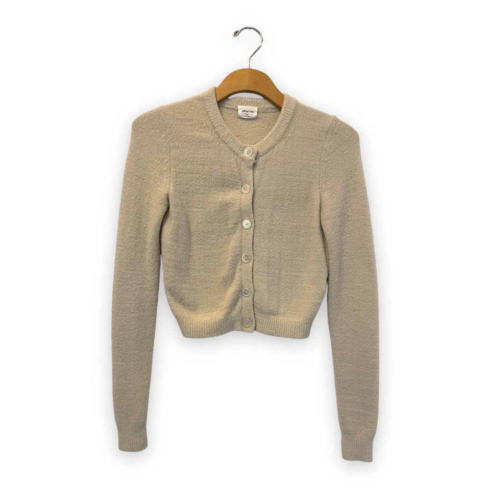 Aritzia Wilfred Free Shrunken Long Sleeve Cardigan, Silver Birch, XXS